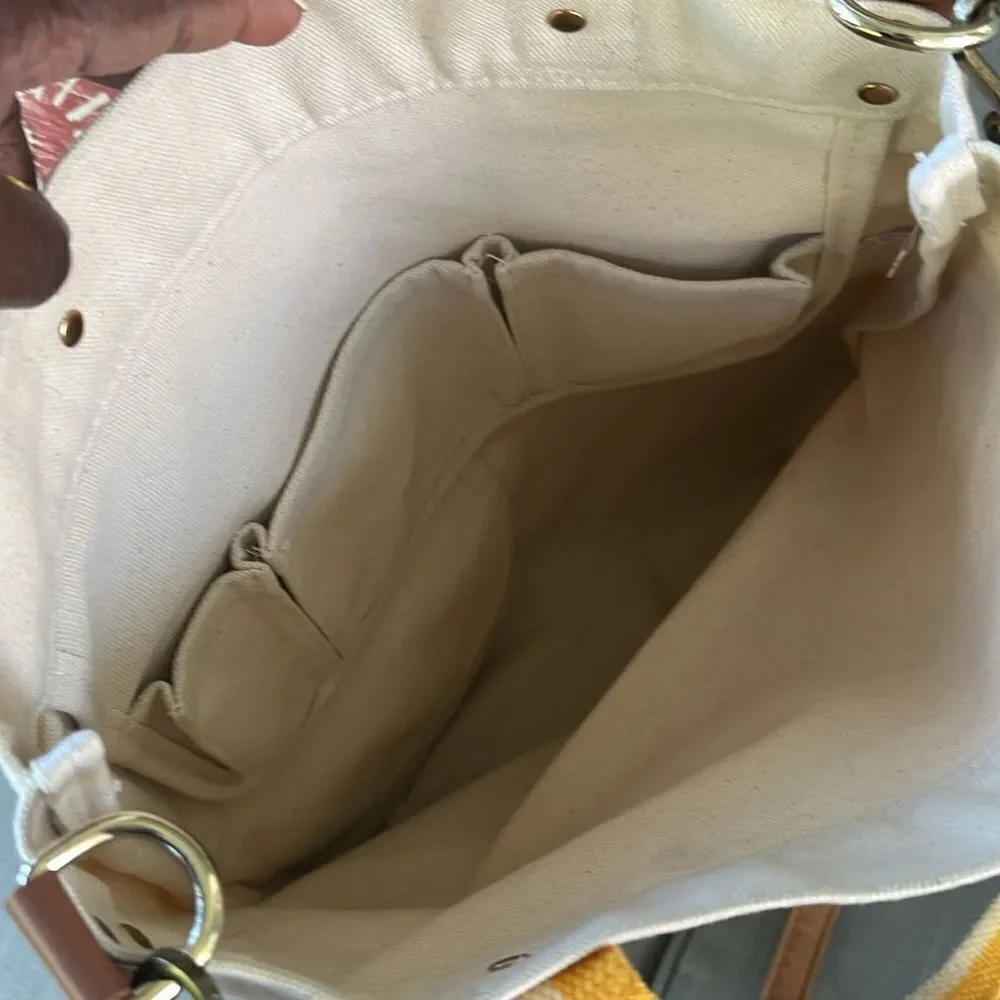 Tag & Crew Dipped Tote with Yellow Strap-Olive
